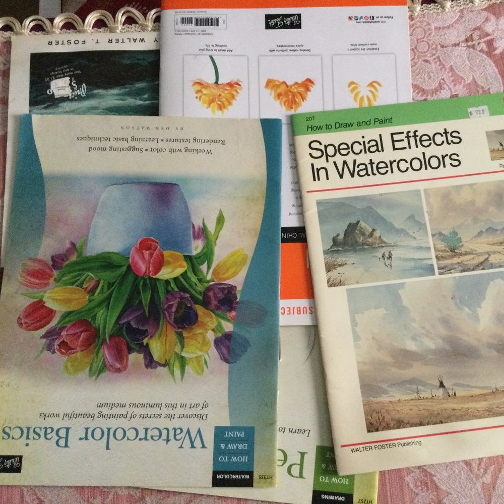 Lot of 6 art books Water Foster coffee table books learn how to draw & paint